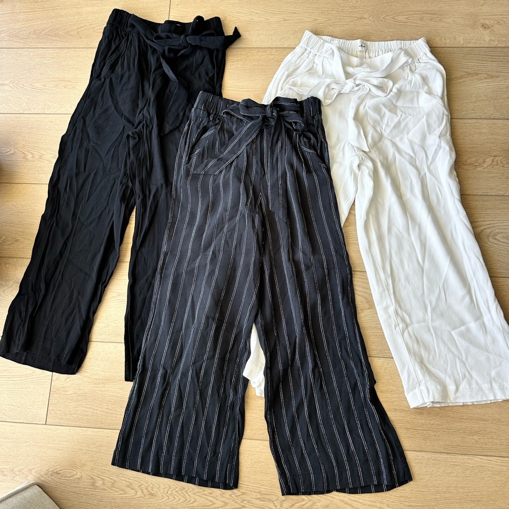 Aritzia Wilfred Faun tie flowy pants XS bundle of 3